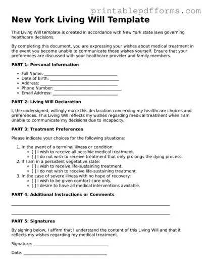 New York Living Will Document