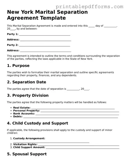 New York Marital Separation Agreement Document