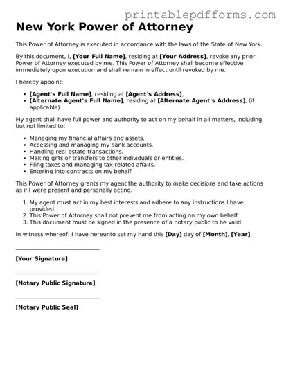 New York Power of Attorney Document