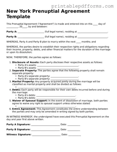 New York Prenuptial Agreement Document