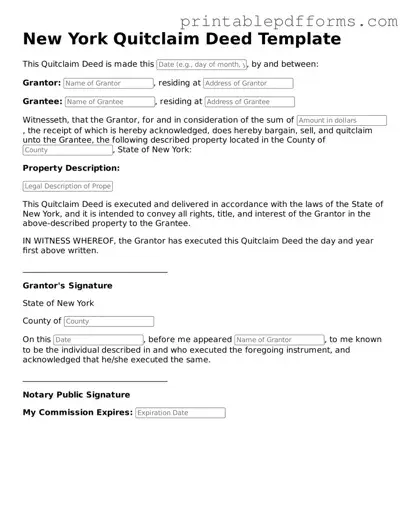 New York Quitclaim Deed Document