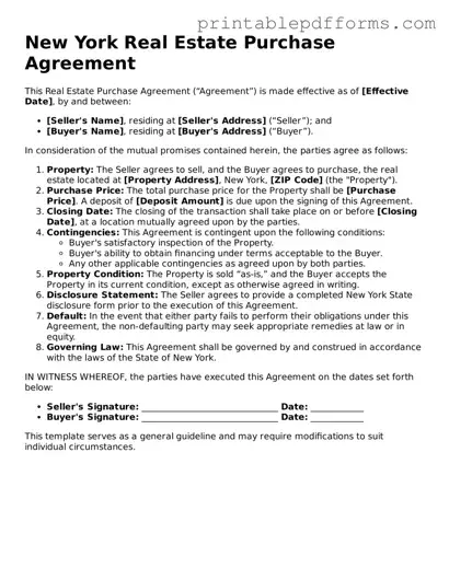 New York Real Estate Purchase Agreement Document