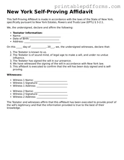 New York Self-Proving Affidavit Document