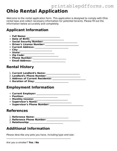 Ohio Rental Application Document
