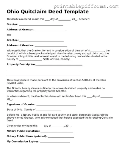 Ohio Quitclaim Deed Document
