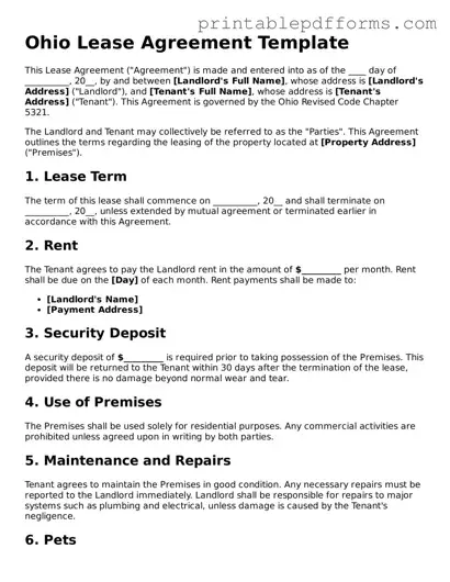 Ohio Lease Agreement Document