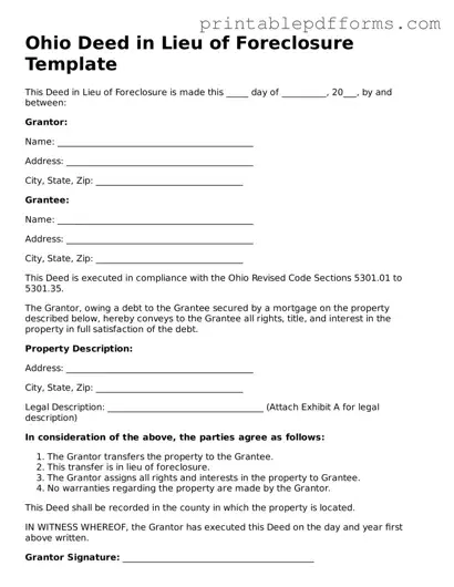 Ohio Deed in Lieu of Foreclosure Document