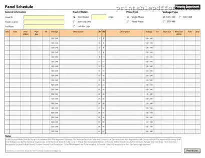 Fill a Valid Electrical Panel Schedule Form