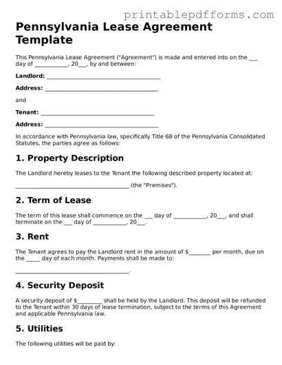 Pennsylvania Lease Agreement Document