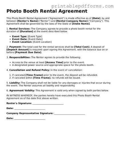 Blank Photo Booth Rental Agreement Form