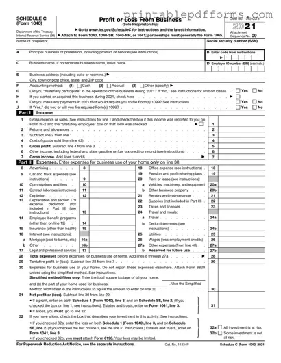 Fill a Valid IRS Schedule C 1040 Form