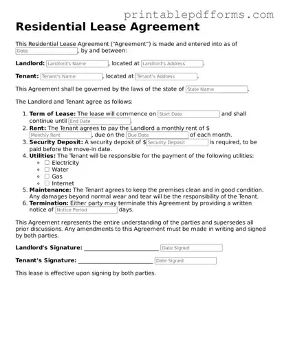 Blank Lease Agreement Form