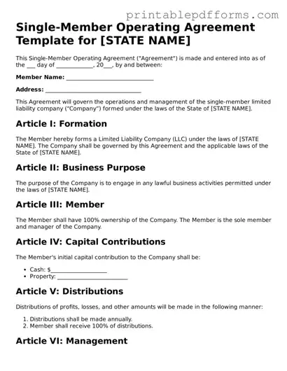 Blank Single-Member Operating Agreement Form