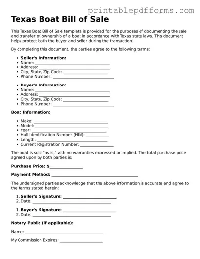 Texas Boat Bill of Sale Document
