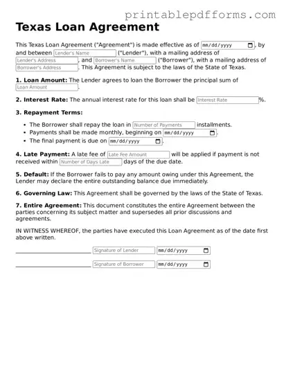 Texas Loan Agreement Document