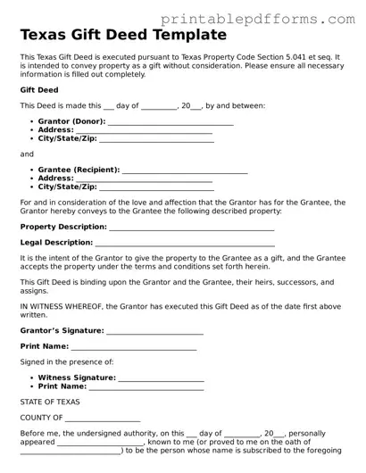 Texas Gift Deed Document