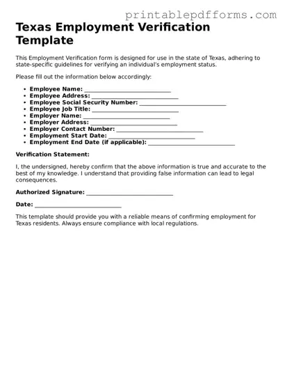 Texas Employment Verification Document