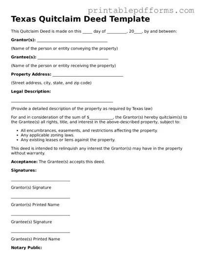 Texas Quitclaim Deed Document