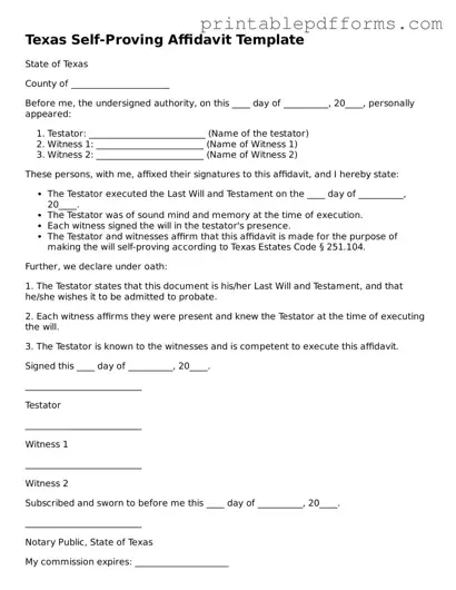 Texas Self-Proving Affidavit Document