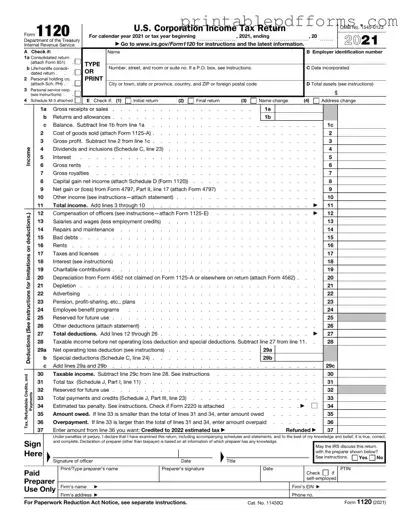 Fill a Valid IRS 1120 Form