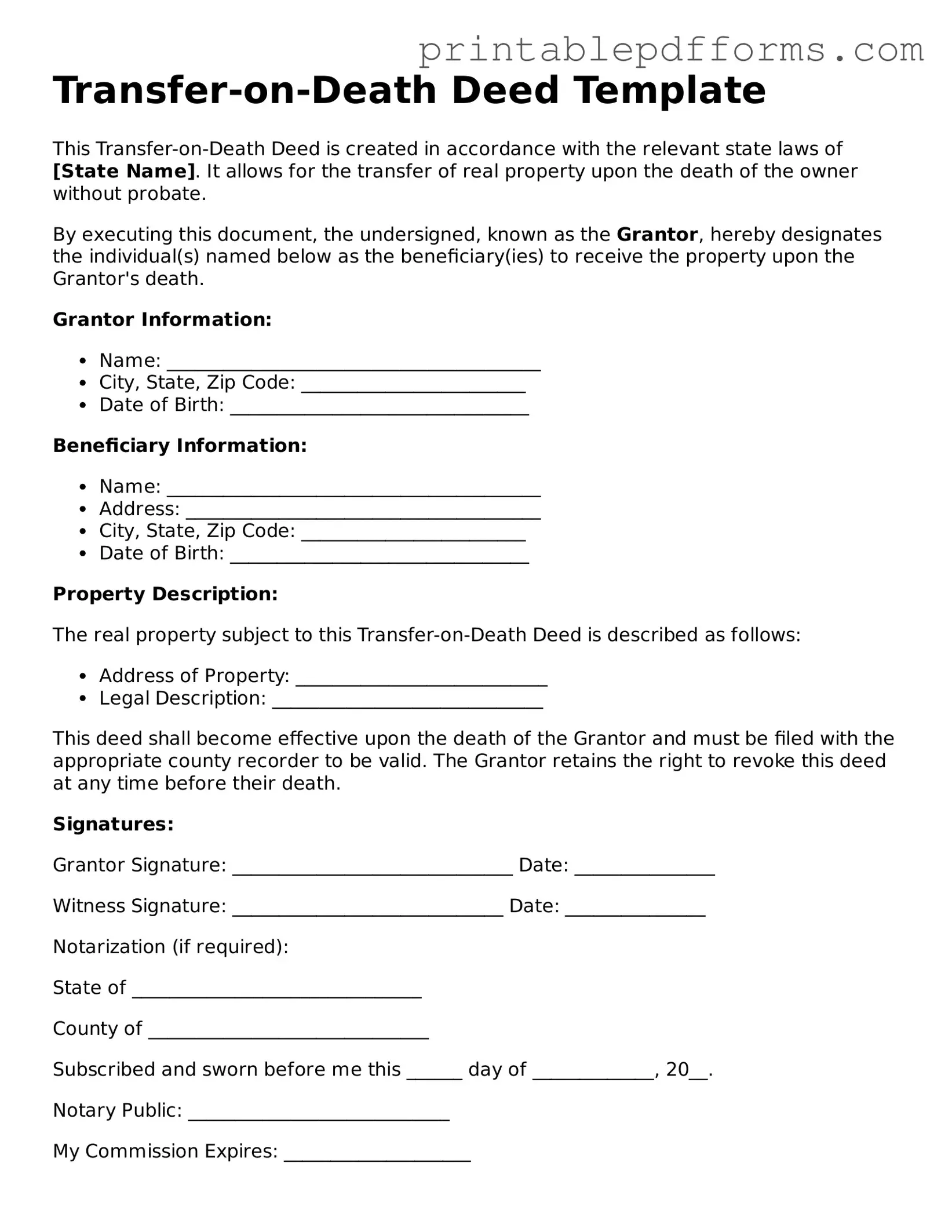 Blank Transfer-on-Death Deed Form