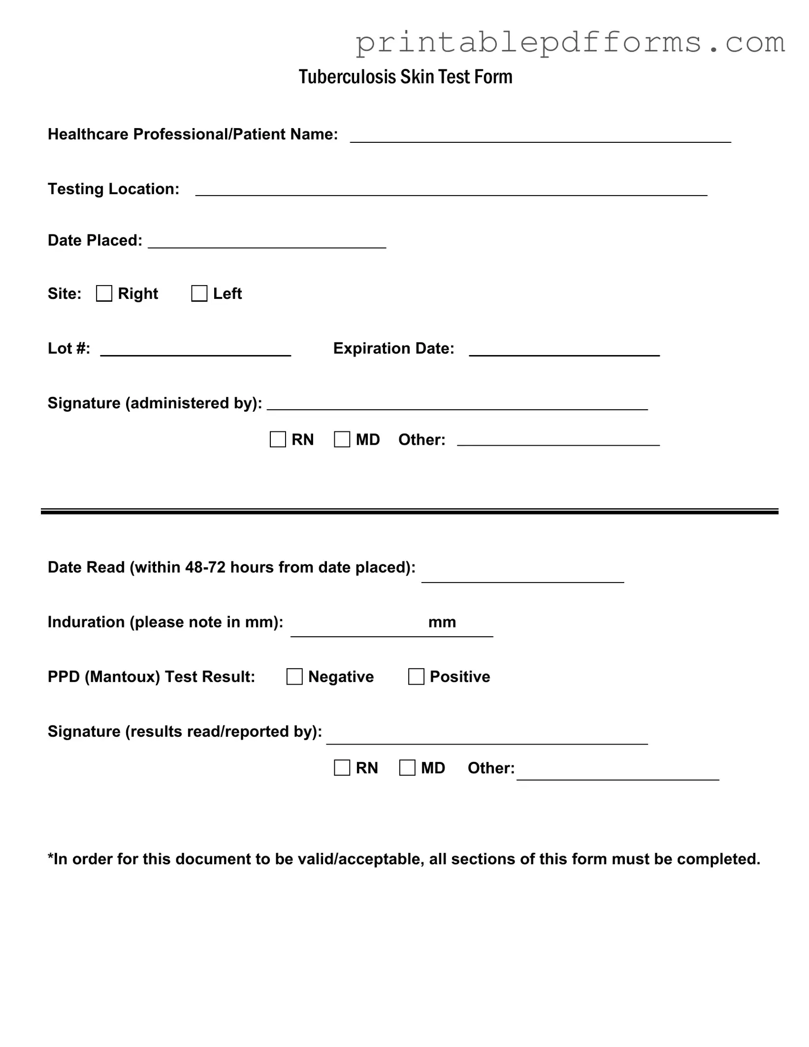 Fill a Valid Tb Test Form