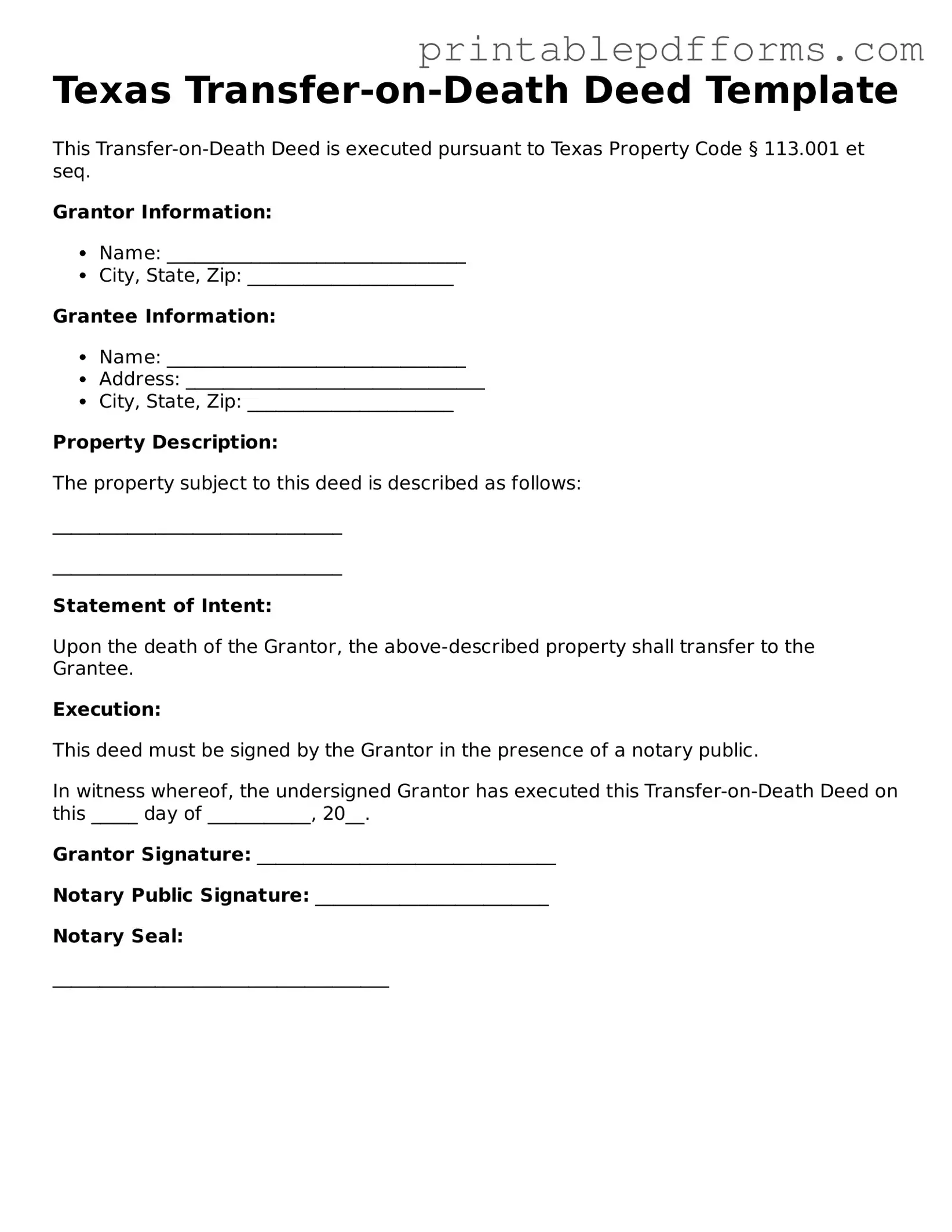 Texas Transfer-on-Death Deed Document