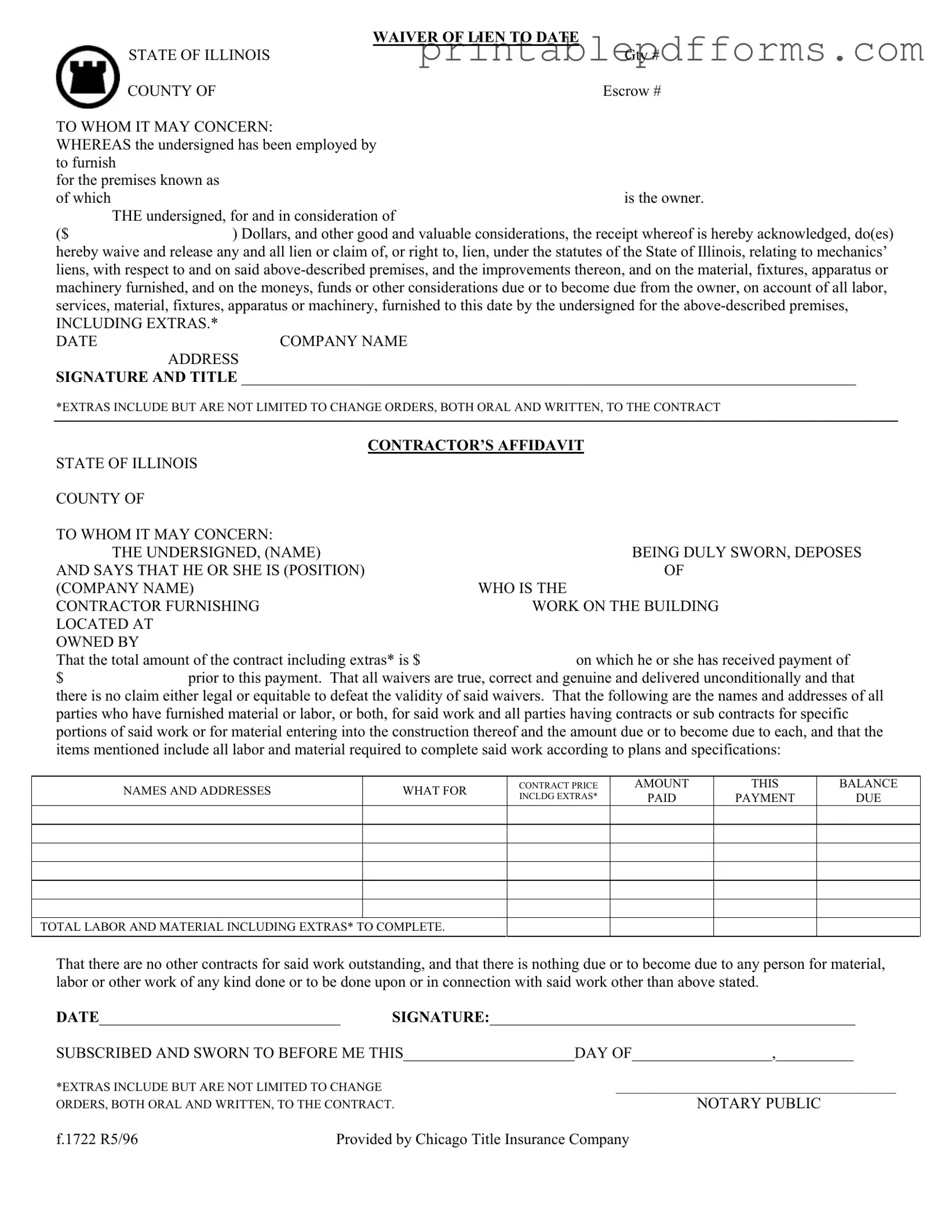 Fill a Valid Chicago Title Waiver Format Form
