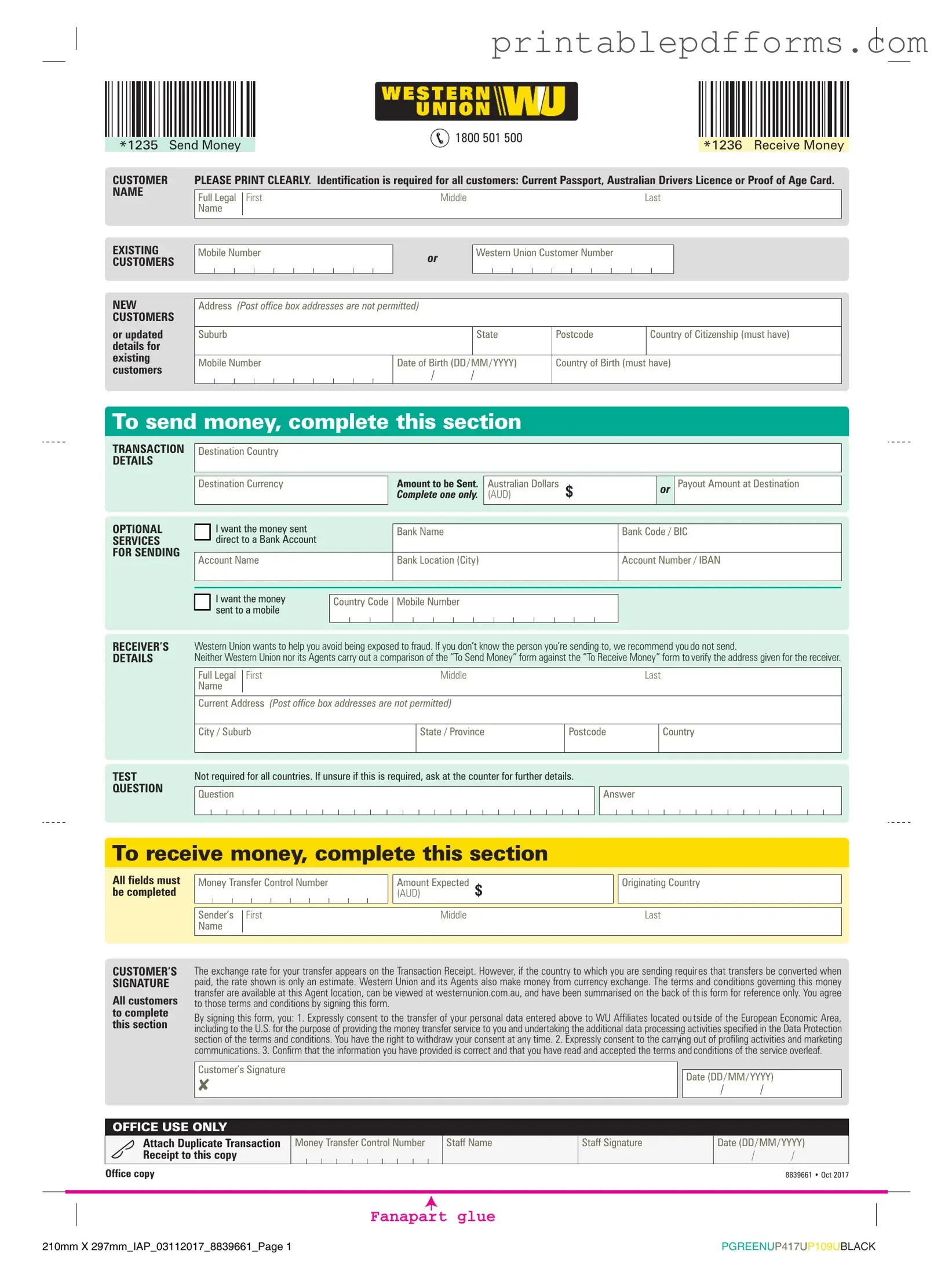 Fill a Valid Western Union Form